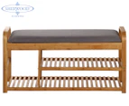 Sherwood 3-Tier Bamboo Shoe Bench w/ Cushion Seat
