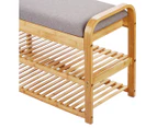 Sherwood 3-Tier Bamboo Shoe Bench w/ Cushion Seat