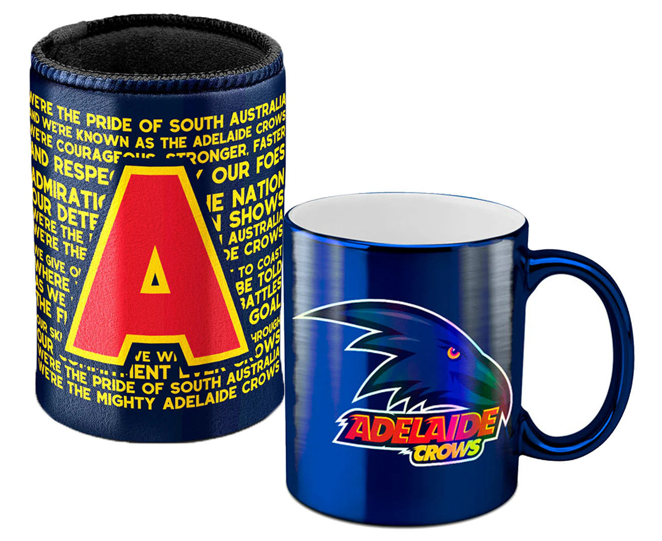 AFL Adelaide Crows Metallic Can Cooler & Mug Pack