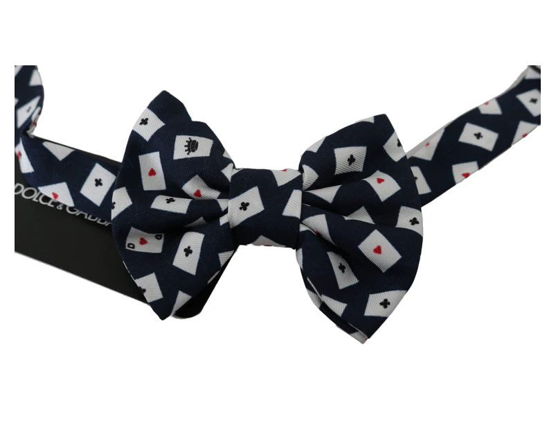 Dolce & Gabbana Navy Blue Deck Of Cards Adjustable Butterfly  Bow Tie Men Accessories Ties &