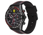 Ferrari Men's 44mm Pilota Evo Leather/Silicone Watch - Black/Red
