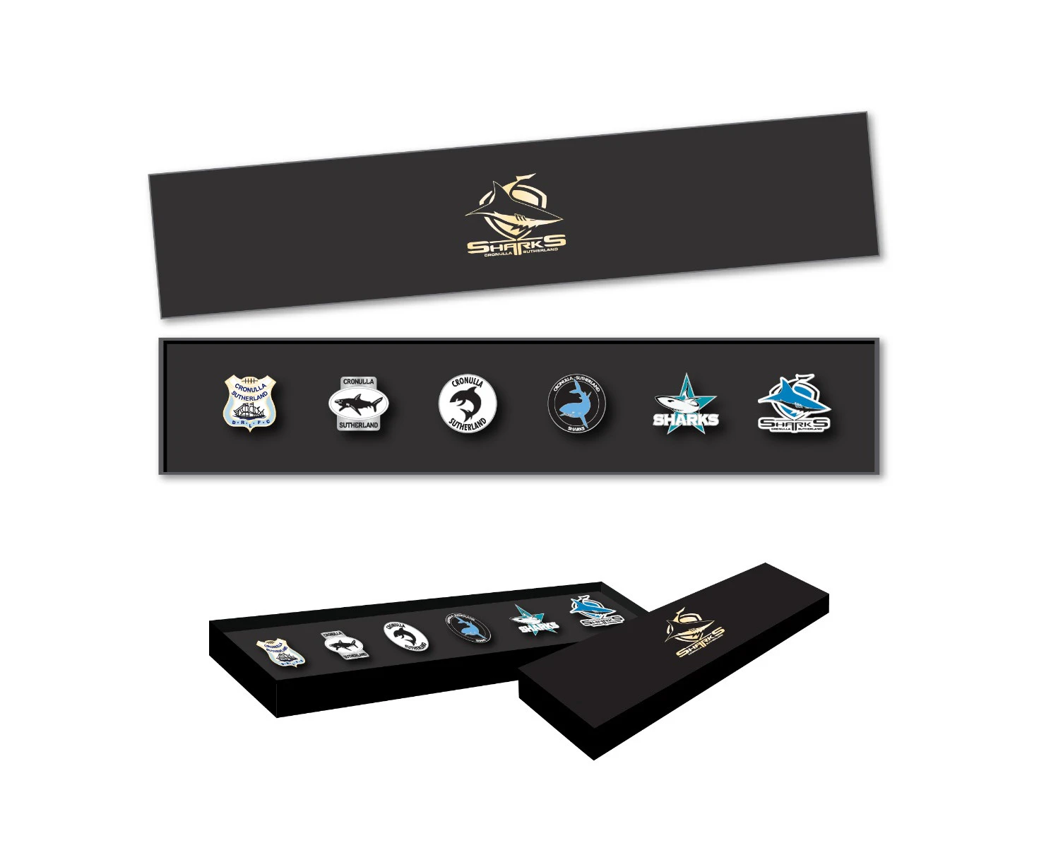 NRL Evolution Pin Set - History Logos - Cronulla Sharks