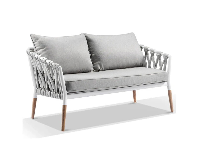 Silas Outdoor Ivory Rope 2 Seater Chair - Outdoor Aluminium Chairs -