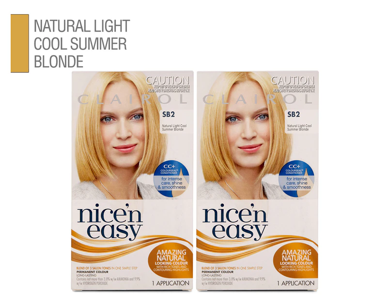 2 x Clairol Nice 'n Easy Hair Colour - SB2 Natural Light Cool Summer Blonde