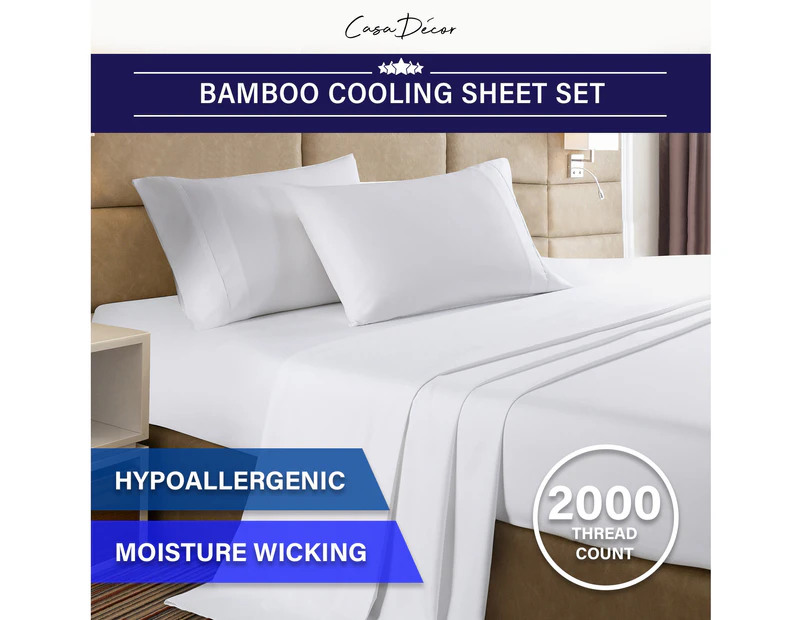 Casa Decor 2000 Thread Count Bamboo Cooling Sheet Set Ultra Soft Bedding - Peach