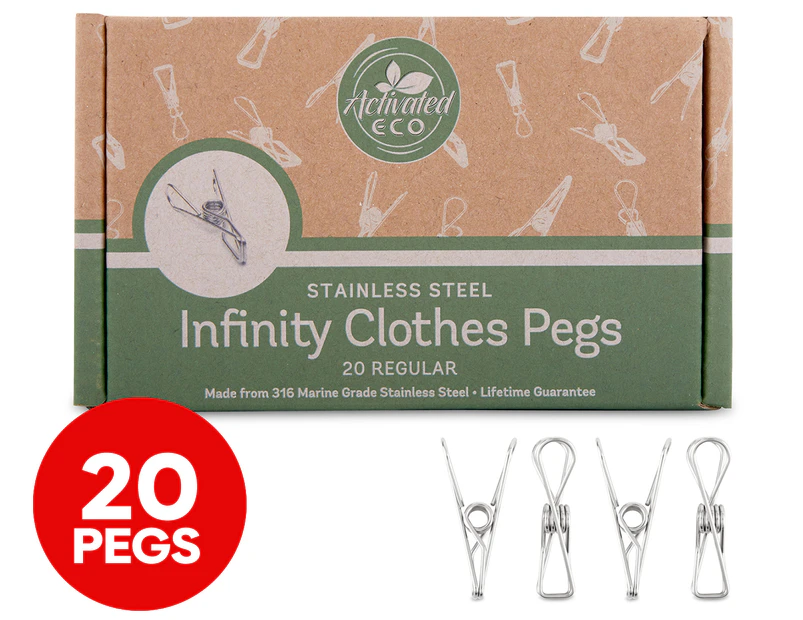 Activated Eco Stainless Steel Infinity Regular Clothes Pegs 20-Pack