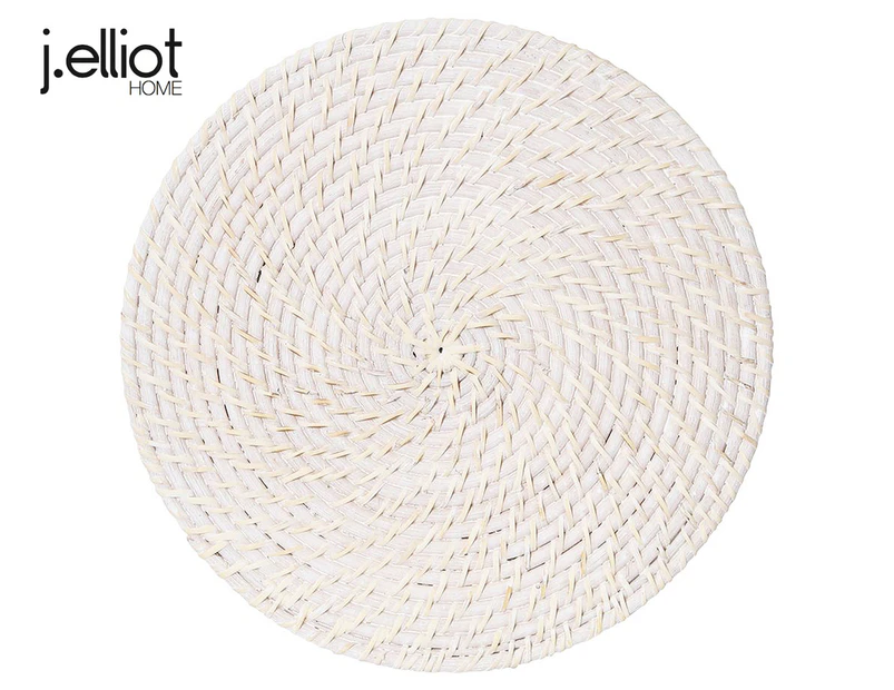 J. Elliot Home 35cm Pacifica Rattan Round Placemat - White Wash
