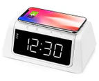 Rewyre Alarm Clock w/ Wireless Charger & UV Disinfection Lamp - White