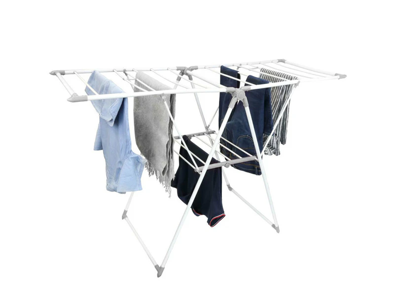 Boxsweden 21 Rail Foldable Clothes Airer Folding Hanger/Drying Rack Stand White