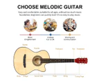 Melodic 38 Inch Folk Dreadnought Acoustic Guitar Pack Classical Cutaway Natural Wood