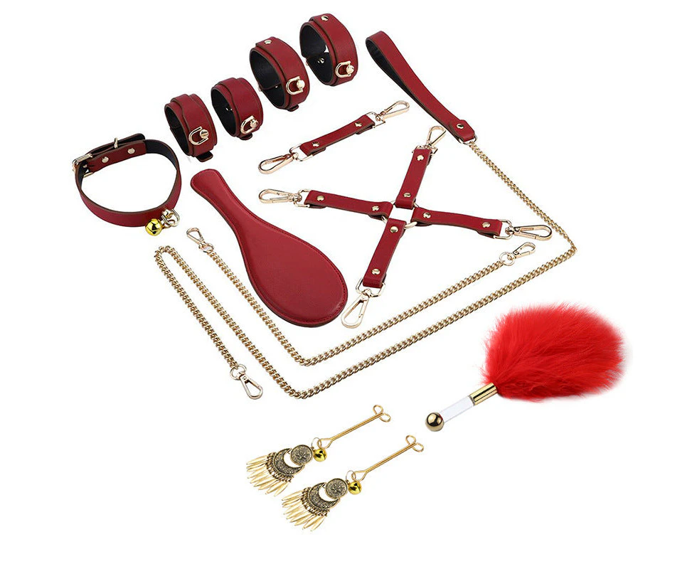 RY Premium Bondage Kit - 8 Pce BDSM Set Red