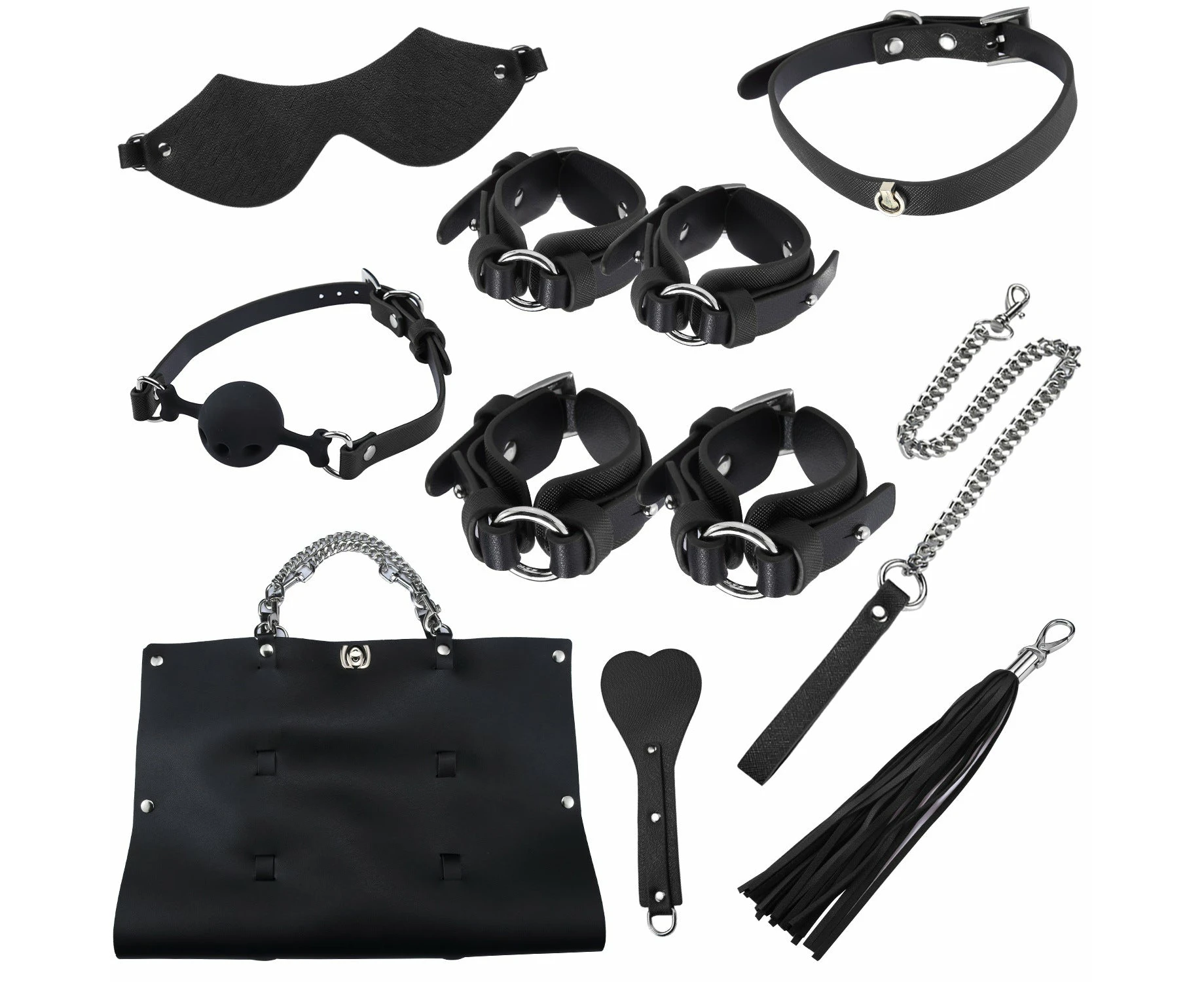 RY Premium Bondage Kit With Bag - 8 Pce BDSM Set Black