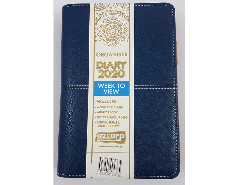 Diary 2020 Ozcorp Organiser B6 Week to View Dark Blue D487