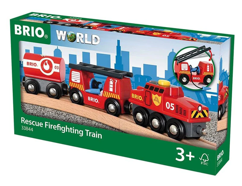 4pc Brio Rescue Firefighting Train Kids/Childrens Pretend Interactive Toy 3y+