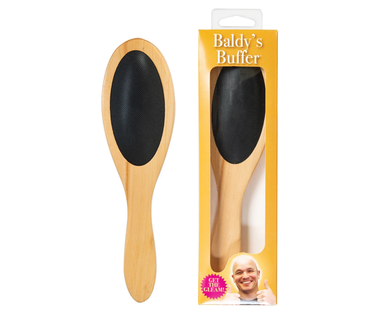 Funtime Baldy's Buffer Wooden Hair Paddle Brush Novelty Prank Gag Toy Natural