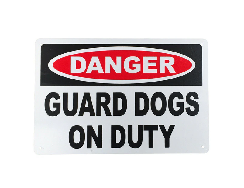 WARNGING Notice SIGN GUARD DOG ONDUTY DANGER 200x300mm Metal Security Protection