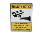 WARNING SECURITY NOTICE SIGN Video Surveillance 24 hour 200x300mm Quality Metal