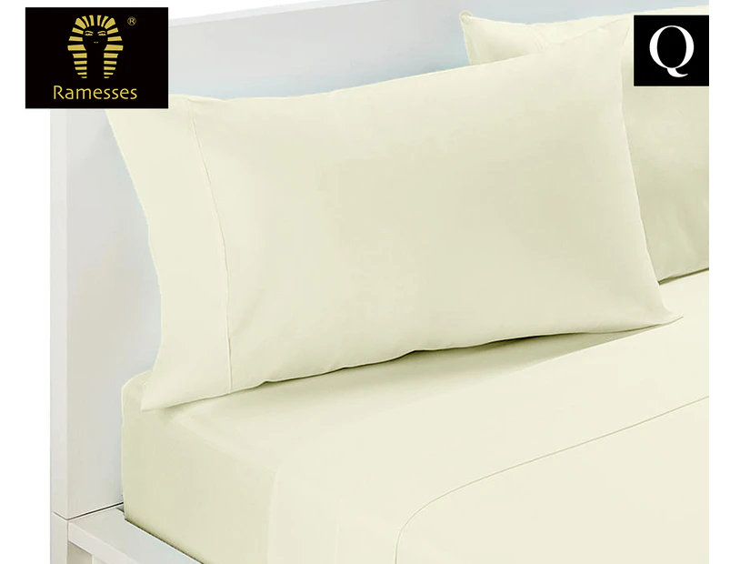 Ramesses 225TC Kingdom Collection Percale Queen Bed Sheet Set - Cream