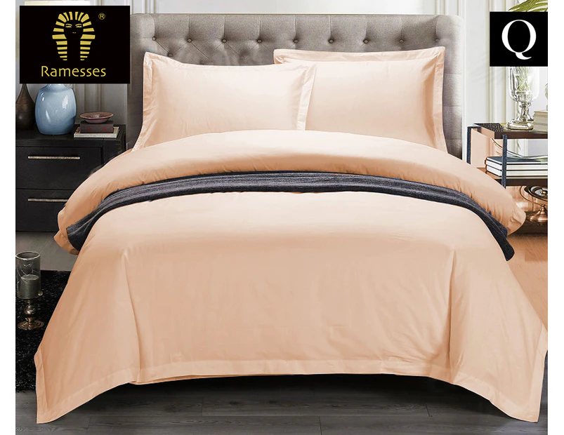 Ramesses Premium Plain Queen Bed Sheet Set - Linen