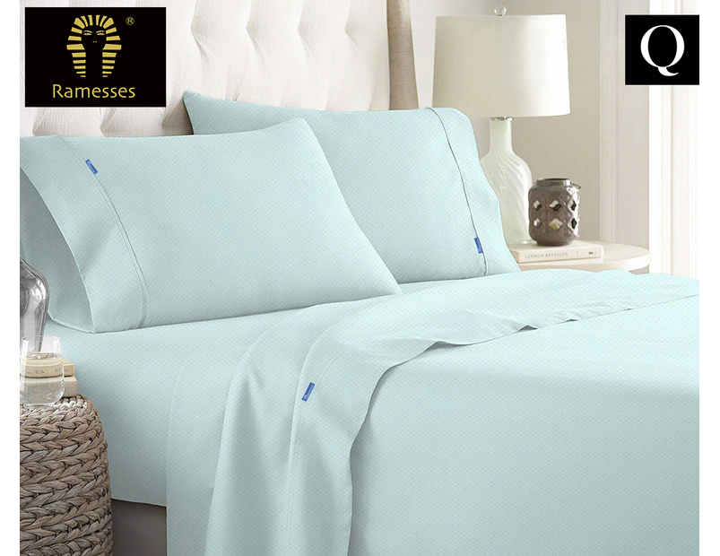 Ramesses Fast Drying Queen Bed Sheet Set - Ice Blue