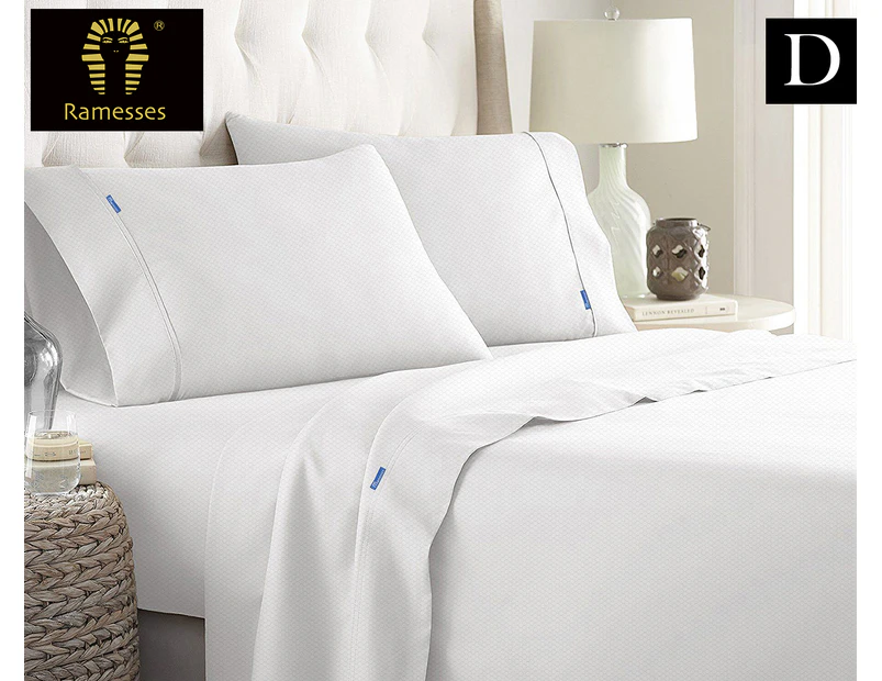 Ramesses Fast Drying Double Bed Sheet Set - White