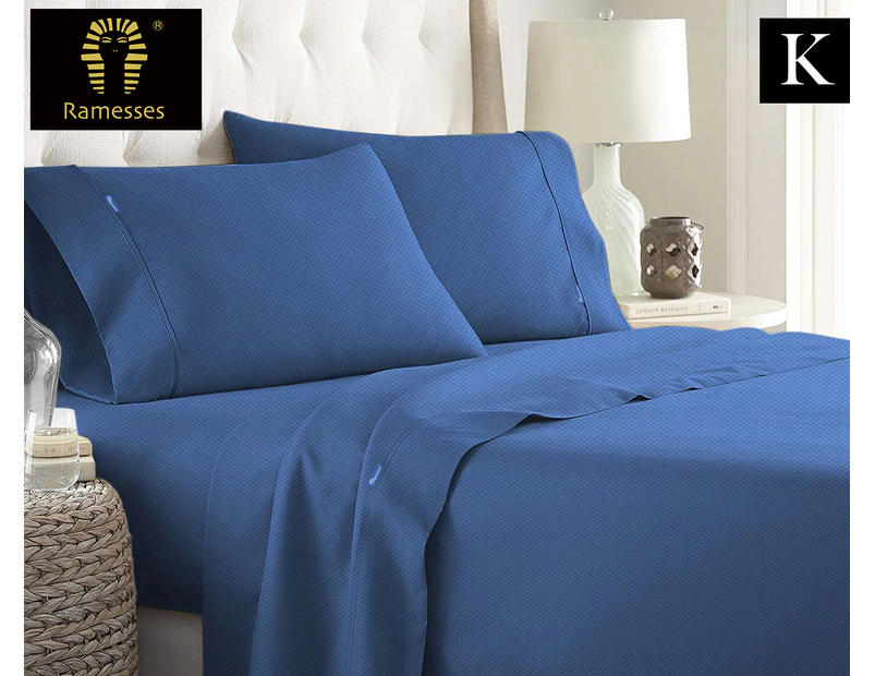 Ramesses Fast Drying King Bed Sheet Set - Classic Blue