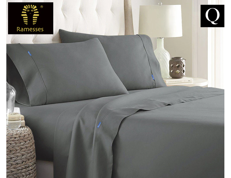 Ramesses Fast Drying Queen Bed Sheet Set - Charcoal
