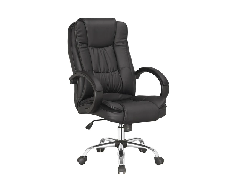 Office Chair PU Leather Computer Gaming Executive Racer Chairs Gas Lift Seat Black