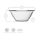Bormioli Rocco Mr Chef Glass Nesting Mixing Bowl - Heavy Duty, Dishwasher and Microwave Safe - 2.5L