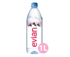 Evian Natural Mineral Water, 12 x 1L Bottles