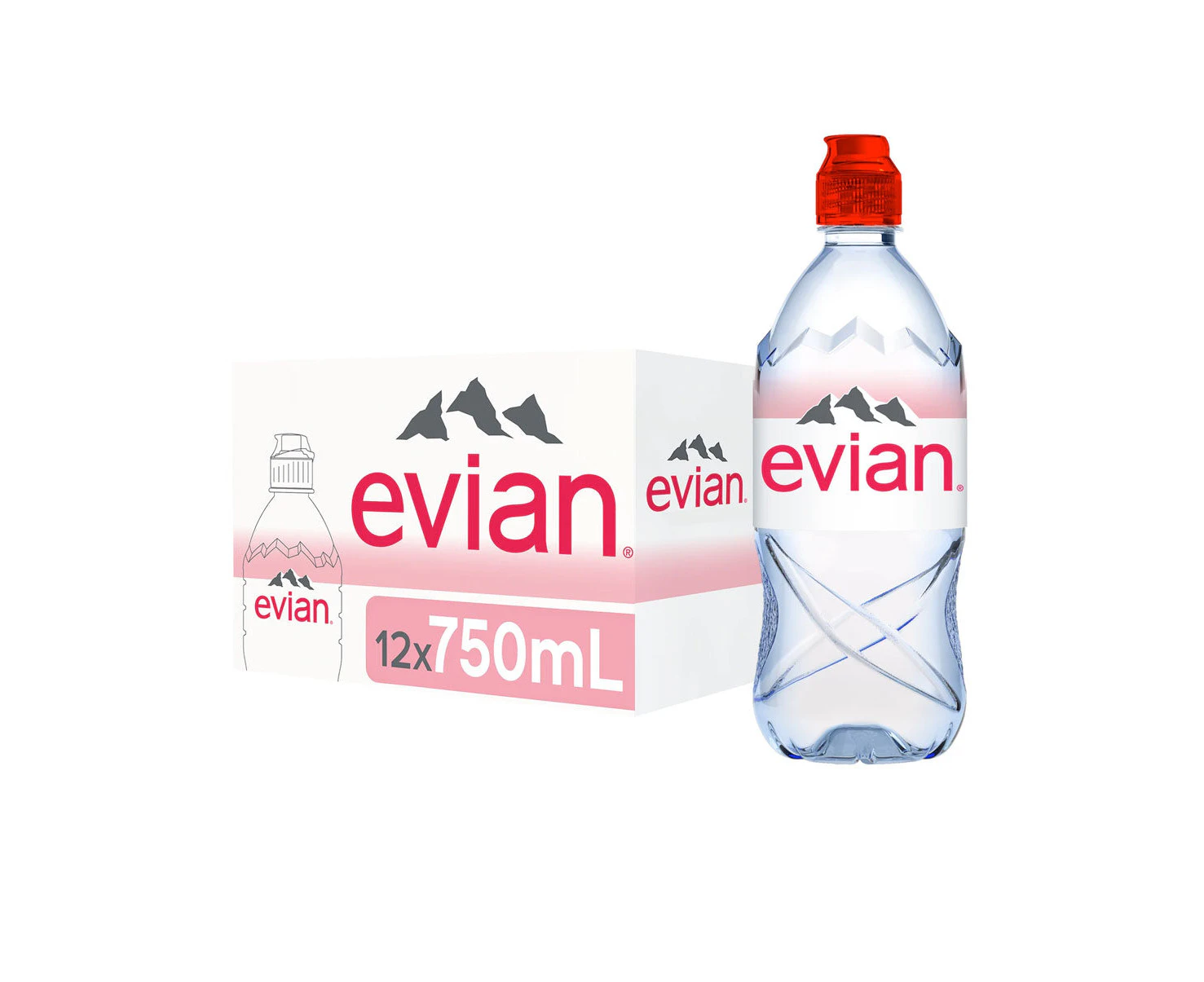 Evian Pure Natural Mineral Water Bottle, 1L X 12units