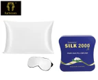 Ramesses Pure Mulberry Silk Pillowcase & Eye Mask - White