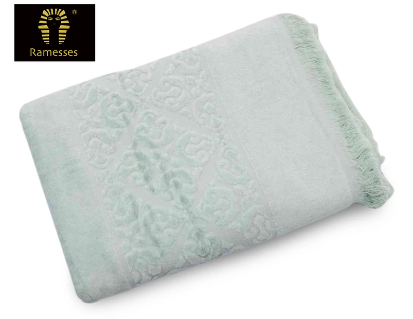 Ramesses Fringed Velour Bath Towel 2-Pack - Light Green