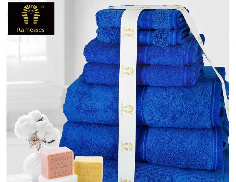 Ramesses Egyptian Cotton 7-Piece Towel Set - Blue