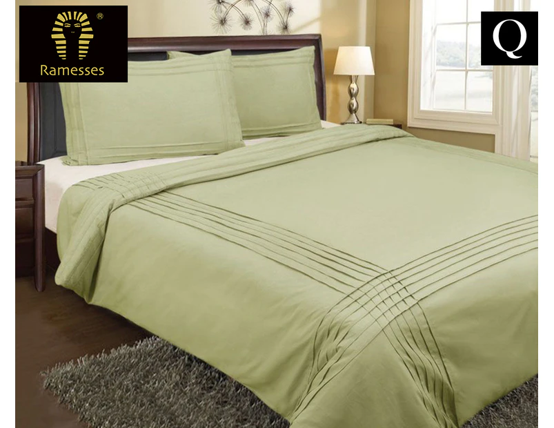 Shangri-la Pintuck Queen Bed Quilt Cover Set - Melon