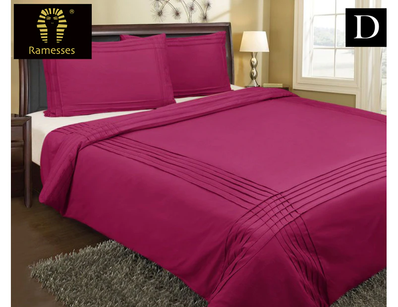 Shangri-la Pintuck Double Bed Quilt Cover Set - Fuchsia
