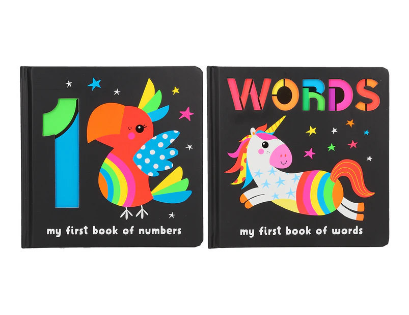 My First Book Of Words & Numbers Neon Board Book 2-Pack