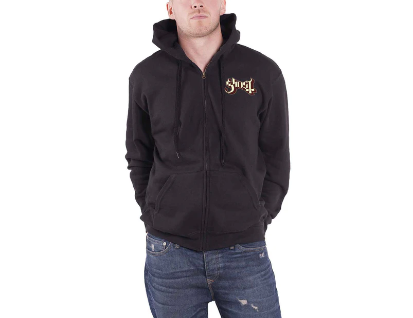 Ghost Hoodie Opus Eponymous Band Logo Back Print  Official Mens  Zipped - Black