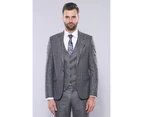 Wessi Men's    Vested Checked Suit - Grey