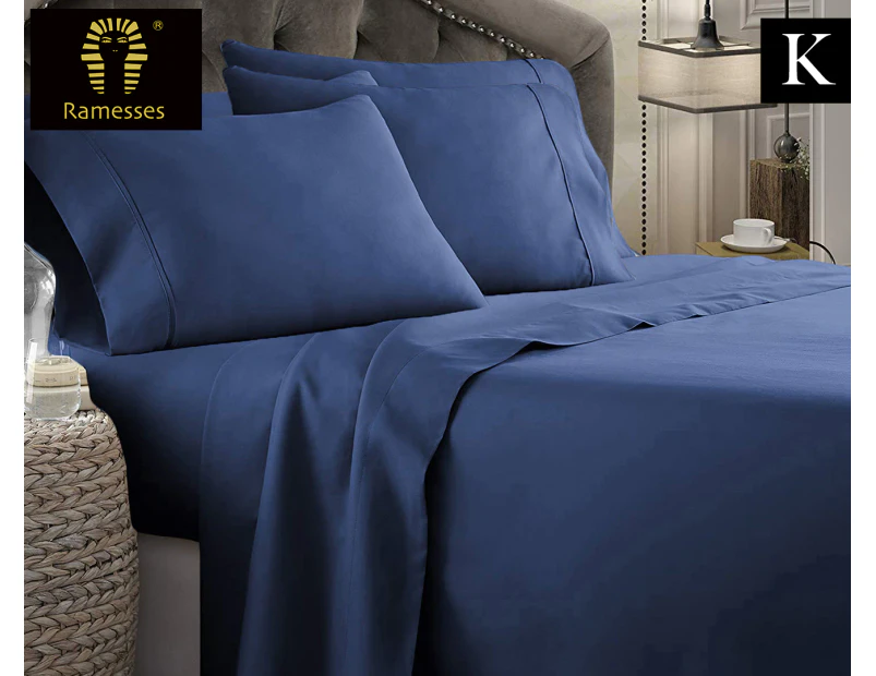 Kingtex 1800TC Ultra Soft King Bed Sheet Set - Denim