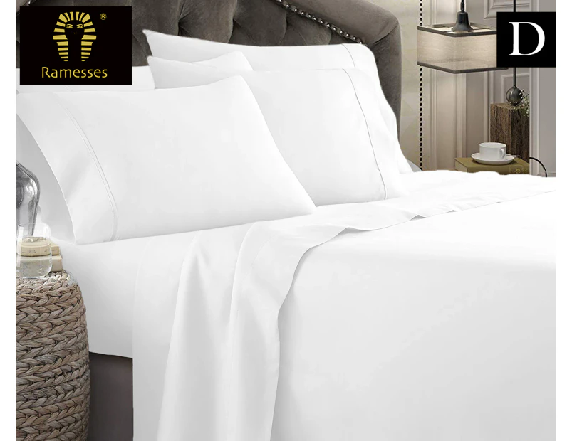 Kingtex 1800TC Ultra Soft Double Bed Sheet Set - White