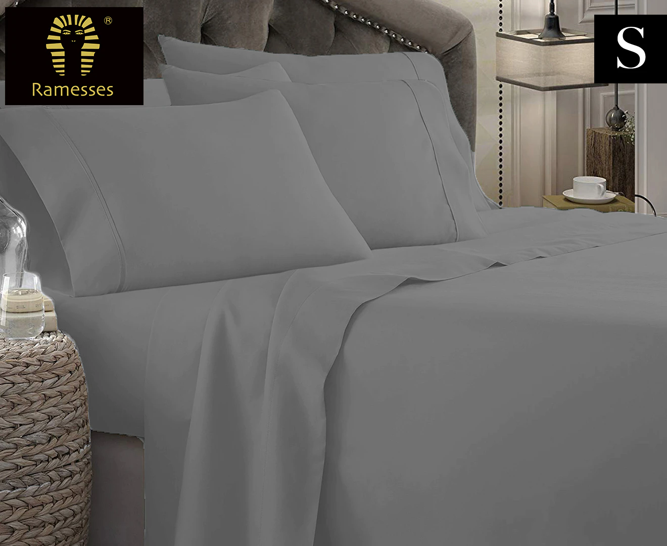 Kingtex 1800TC Ultra Soft Single Bed Sheet Set - Light Grey