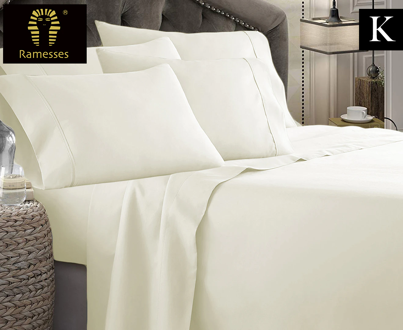 Kingtex 1800TC Ultra Soft King Bed Sheet Set - Ivory