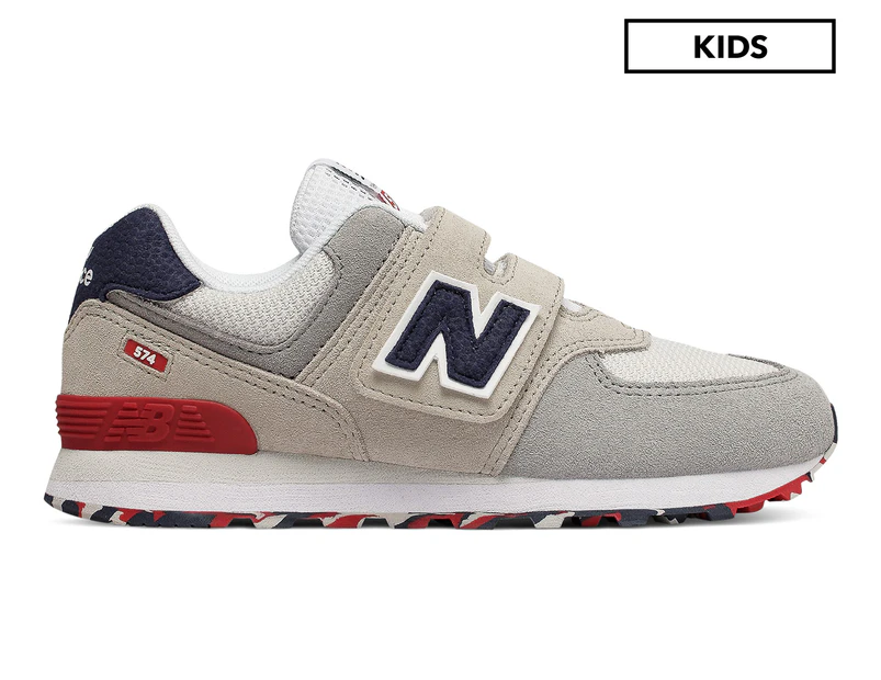New Balance Boys' 574 Core Wide Fit Running Shoes - Beige/Red