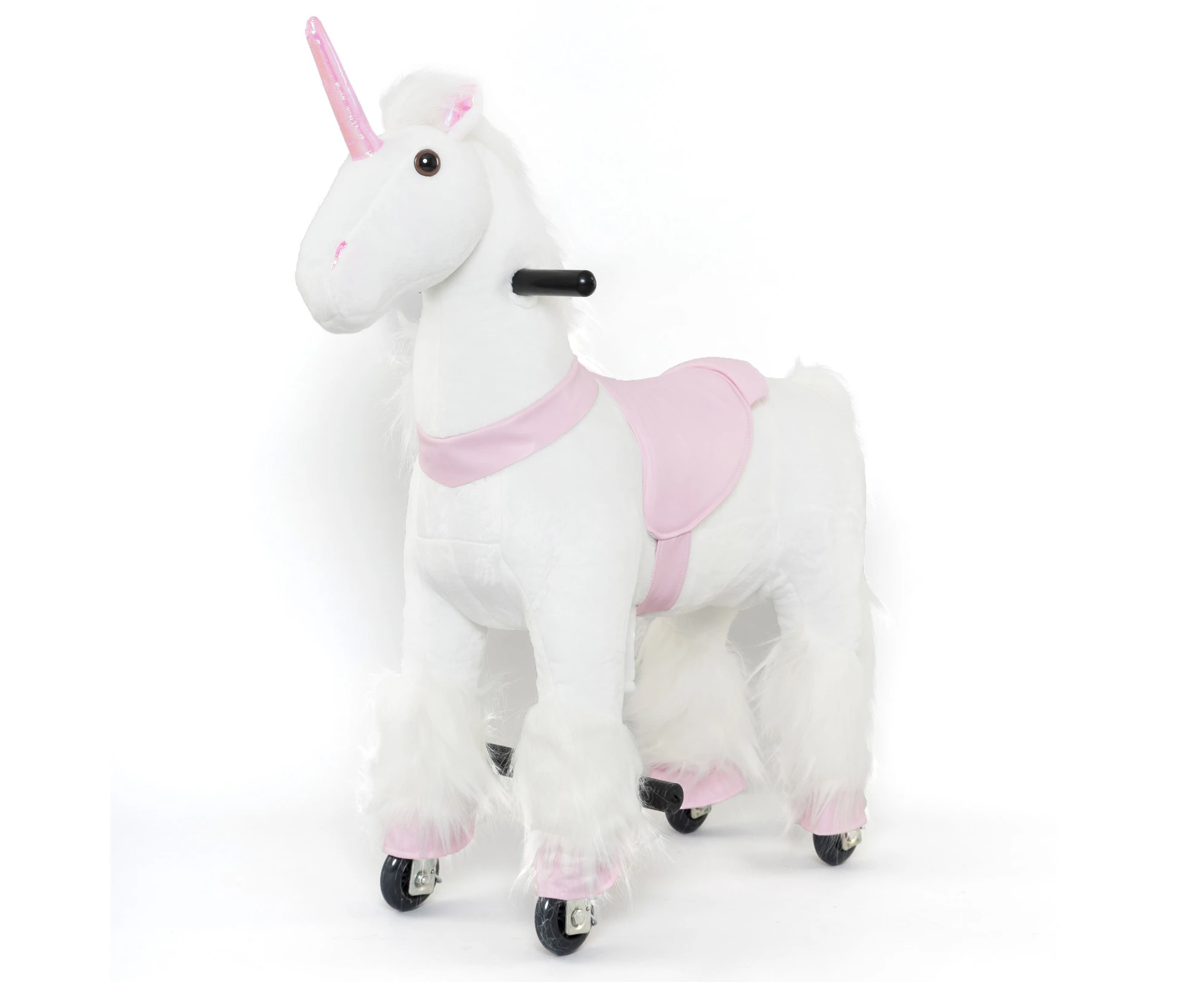 Unicorn Ride On Animal Toy for Kids, Pink and White - Large