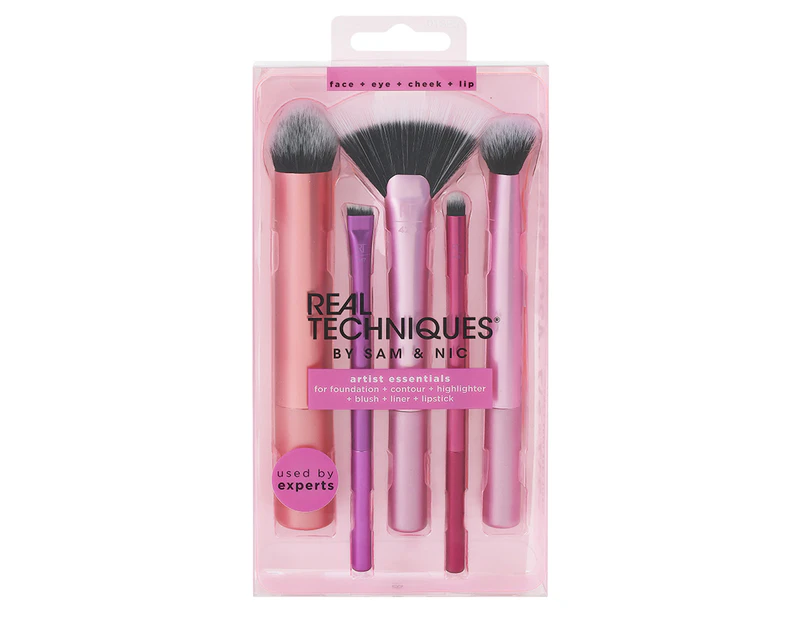 Real Techniques 5-Piece Artists Essentials Brush Set - Pink