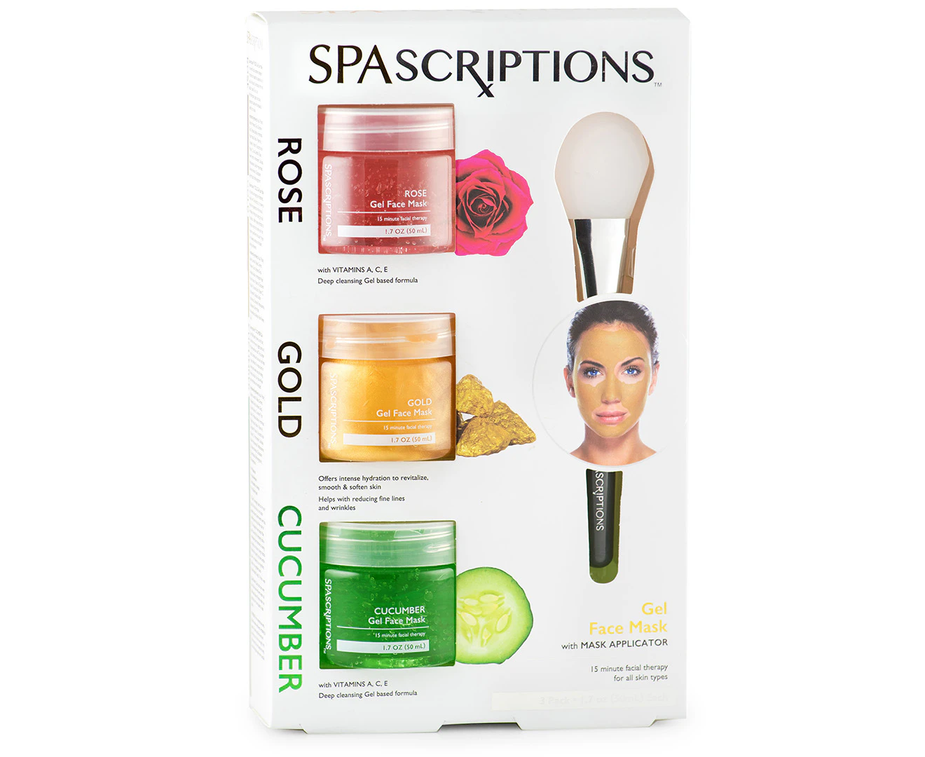 Spascriptions Rose, Gold & Cucumber Gel Mask Pack