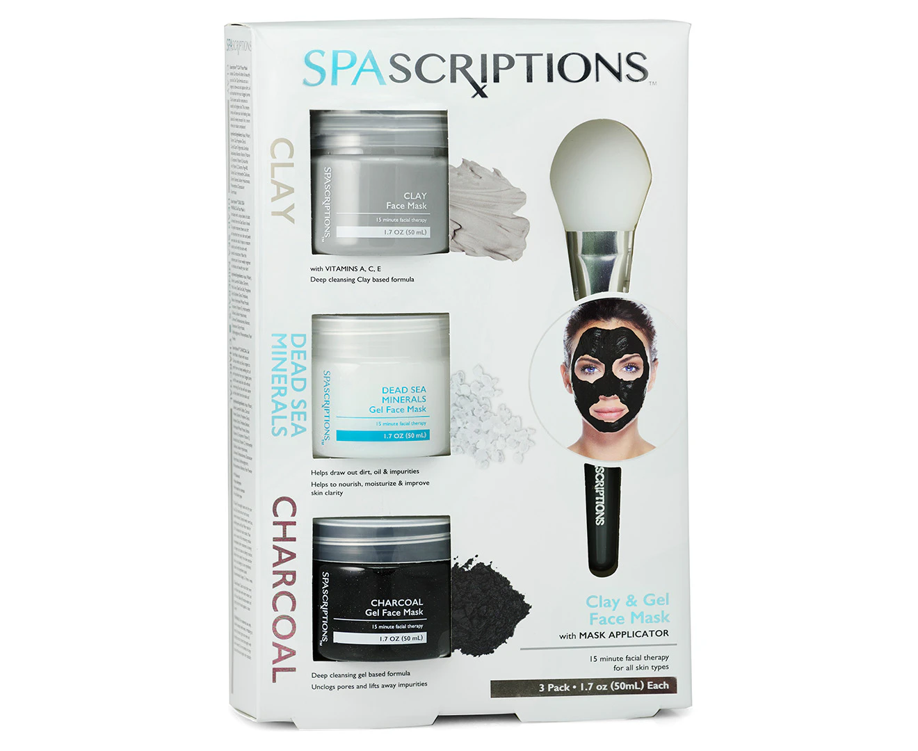 Spascriptions Clay, Dead Sea Minerals & Charcoal Mask Pack