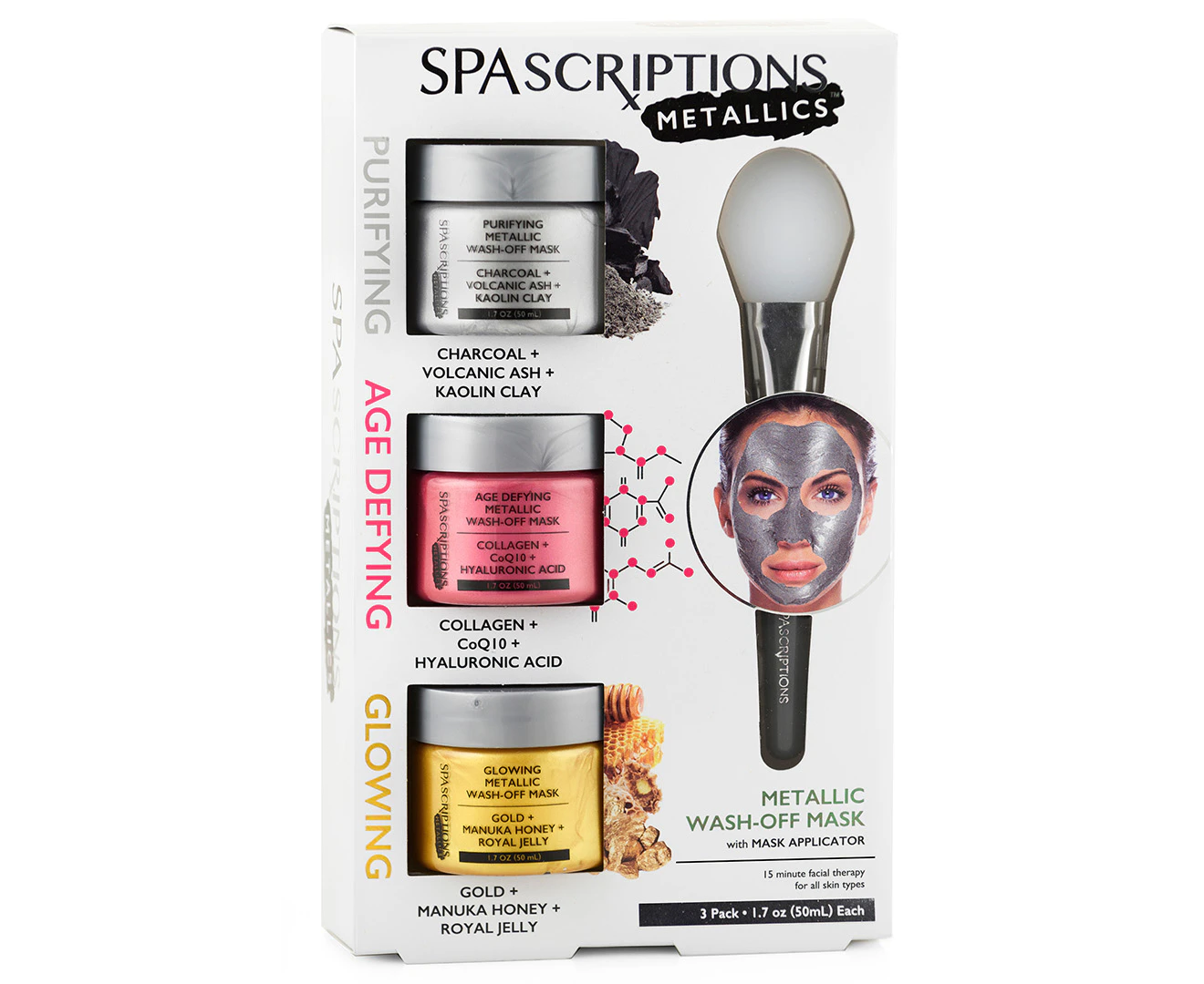 Spascriptions Pufirying, Age Defying & Glowing Metallics Mask Pack