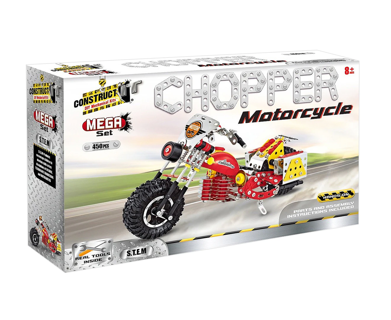 Construct IT Chopper Motorcycle 450-Piece DIY Mechanical Kit Mega Set